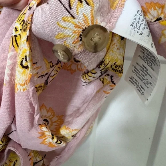 Madewell Pink and Yellow Floral Button-Front Top - Picture 5 of 5